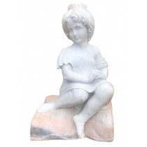 Hand Carved Marble Girl Sitting On Cushion 68cm