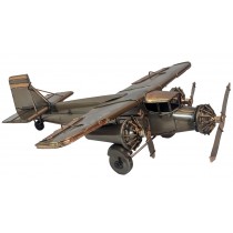 Vintage 3 Engine Plane - Polished Metal - 33cm